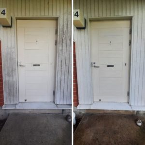 Pinttynyt valkoinen ovi puhtaaksi siivoussaippualla (1)