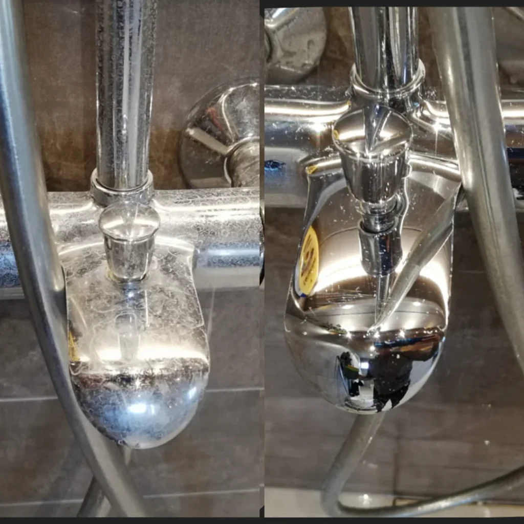 Kalkkiintuneen hanan puhdistus siivoussaippualla