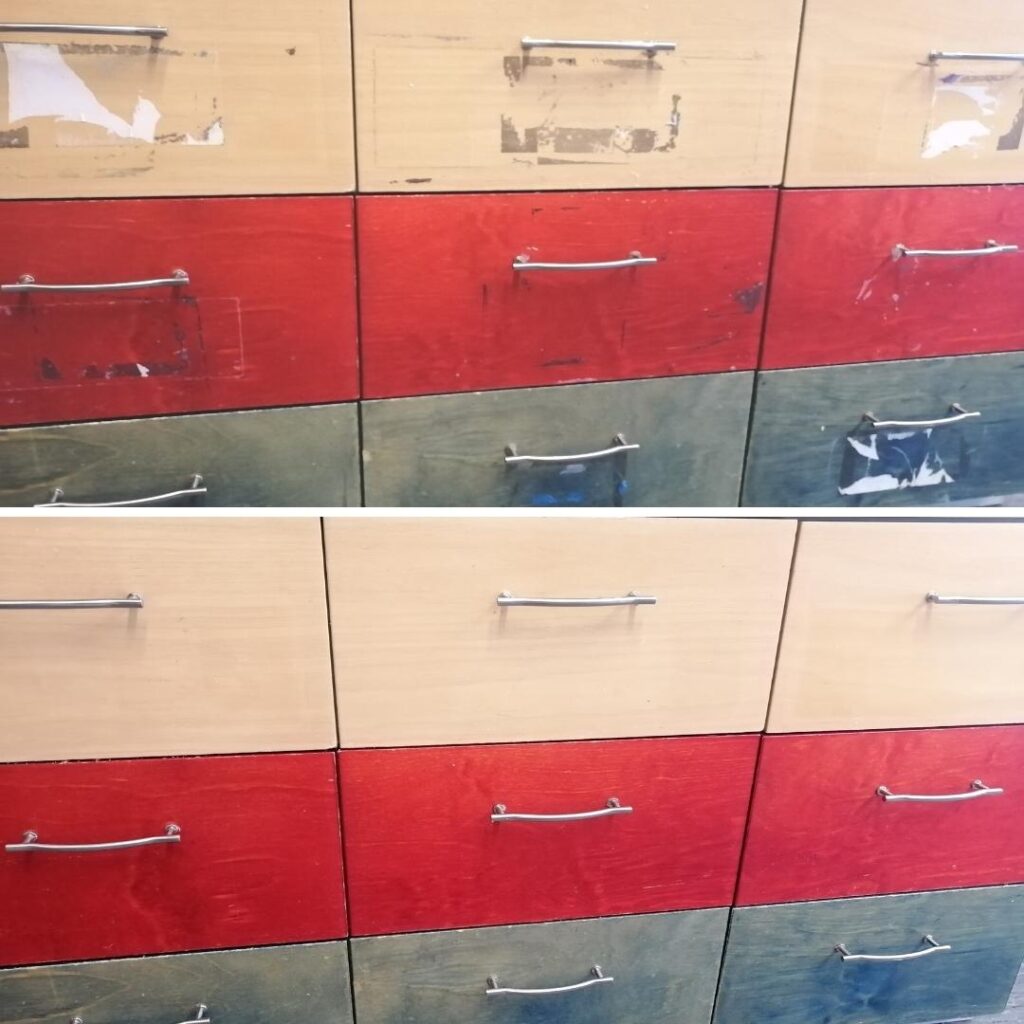 Liimatahrat pois siivoussaippualla