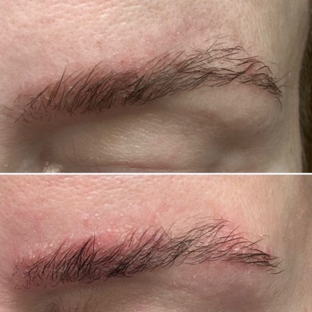 Kävin kulmien värissä ja laminoinnissa, ja lehahti iho aivan punaiseksi ja kutiavaksi. Päätin sitten toisen rasvan sijasta kokeilla sheavoita ja kyllä se vaan rauhoitti ihottumaista ärtynyttä ihoa kulmakarvojen alta.