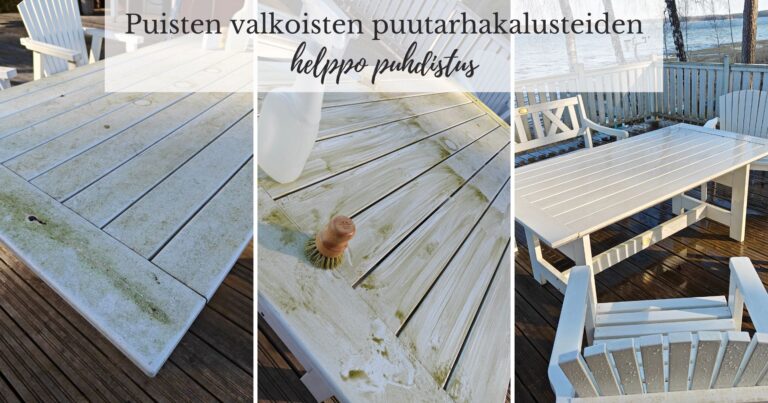 Puisten valkoisten puutarhakalusteiden helppo puhdistus