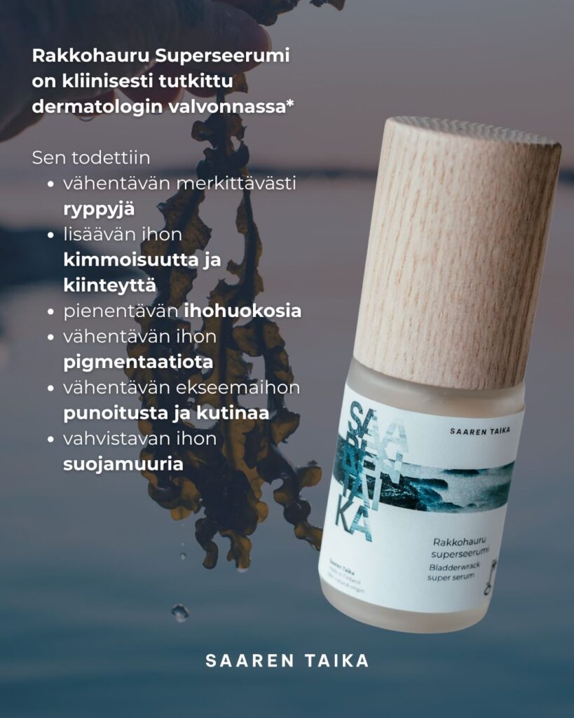 Rakkohauru Superseerumi on kliinisesti tutkittu dermatologin valvonnassa* Sen todettiin vähentävän merkittävästi ryppyjä lisäävän ihon kimmoisuutta ja kiinteyttä pienentävän ihohuokosia vähentävän ihon pigmentaatiota vähentävän ekseemaihon punoitusta ja kutinaa vahvistavan ihon suojamuuria