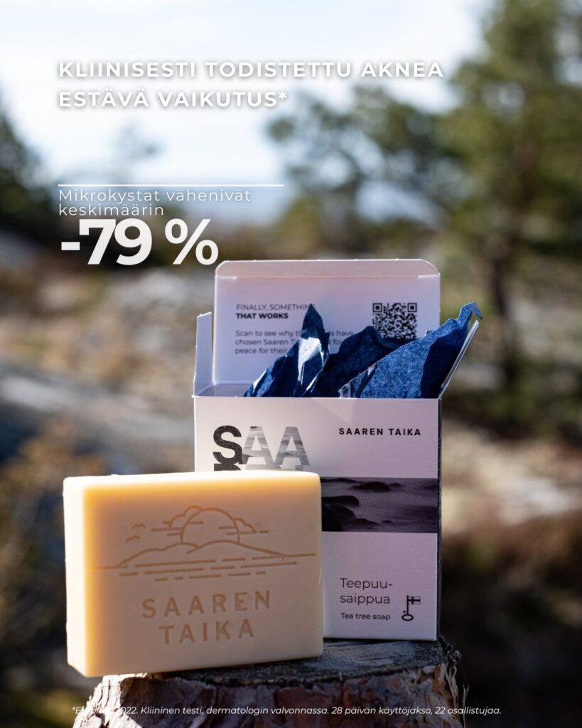 Saaren Taika Teepuusaippua akneiholle Mikrokystat vähenivät keskimäärin 79%