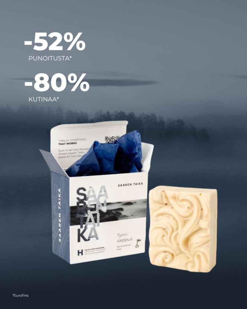 Tyrnisaippua vähensi kliinisessä tutkimuksessa punoitusta 52%