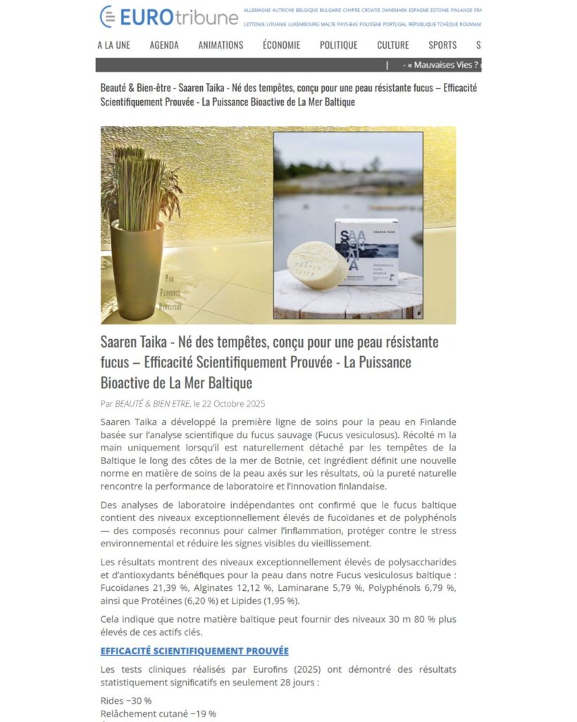 Beauté & Bien-être - Saaren Taika - Né des tempêtes, conçu pour une peau résistante fucus – Efficacité Scientifiquement Prouvée - La Puissance Bioactive de La Mer Baltique