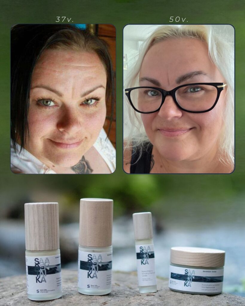 Tuotekehittäjä Johanna 37 vuotiaana ja 50 vuotiaana