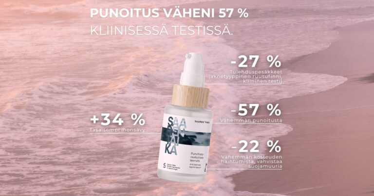Punoitusta rauhoittavan seerumin kliininen testi dermatologin valvonnassa, punoitus väheni 57 %